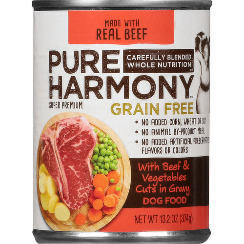 Pure Harmony Dog Food, Super Premium, With Beef & Vegetables Cuts in Gravy, Grain Free