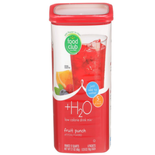 Food Club +H2O, Fruit Punch Low Calorie Drink Mix