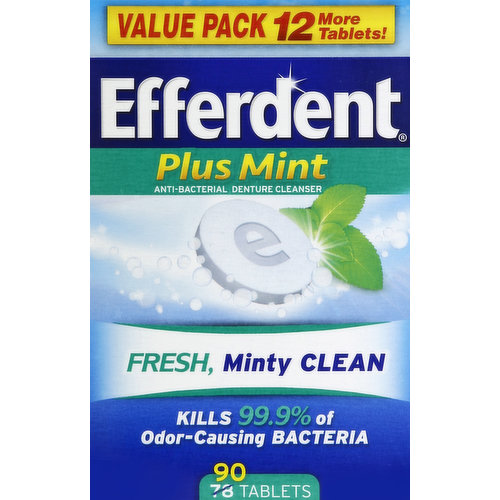 Efferdent Denture Cleanser, Anti-Bacterial, Plus Mint, Tablets, Value Pack