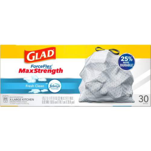 Glad Drawstring Bags, Multipurpose, MaxStrength, X-Large Kitchen, Fresh  Clean