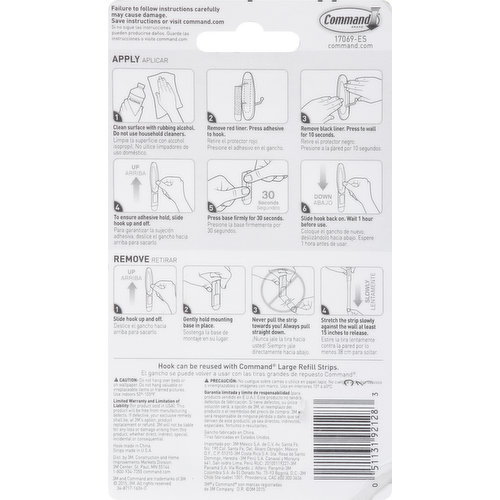  Command 17069 Wire, Large, White, 1-Hook (17069ES