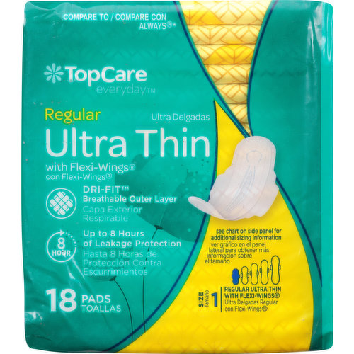 TopCare Pads, Ultra Thin, with Flexi-Wings, Regular