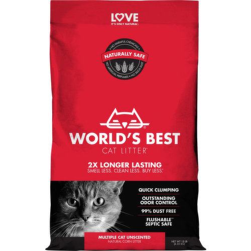 World's Best Cat Litter Multiple Cat Unscented Cat Litter 15 lb