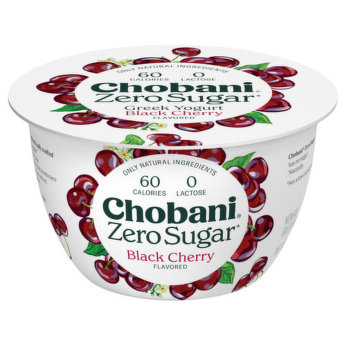 Chobani Yogurt, Greek, Nonfat, Zero Sugar, Black Cherry Flavored
