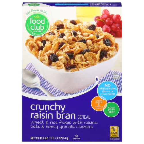Food Club Cereal, Crunchy Raisin Bran