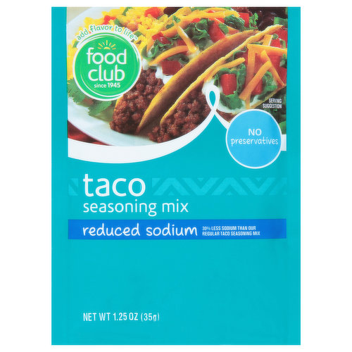 Food Club Seasoning Mix, Reduced Sodium, Taco