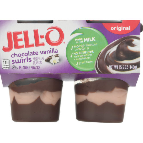 Jell-O Pudding Snacks, Chocolate Vanilla Swirls, Original