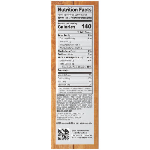 Crav'n Flavor Honey Low Fat Graham Crackers
