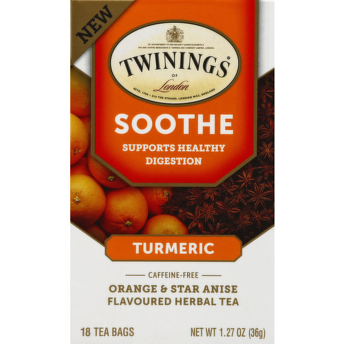 Twinings Herbal Tea, Turmeric, Orange & Star Anise Flavoured, Caffeine-Free, Tea Bags