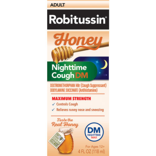 Robitussin Nighttime Cough, DM, Maximum Strength, Honey, Adult