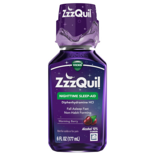 VICKS ZzzQuil Warming Berry Nighttime Sleep-Aid Liquid, 6 fl oz