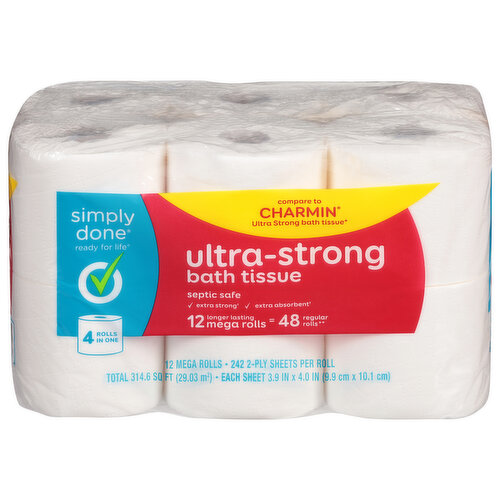 Simply Done Bath Tissue, Ultra-Strong, 2-Ply, Mega Rolls