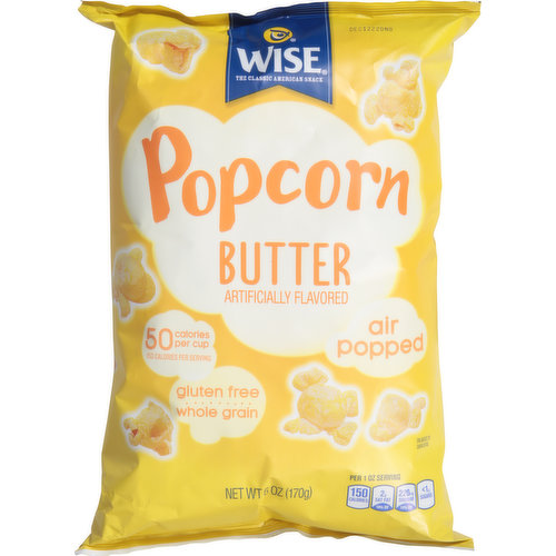 Wise Popcorn, Air Popped, Butter