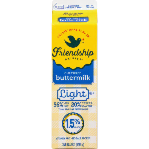 Friendship Dairies Buttermilk, Traditional Flavor, Cultured, Light