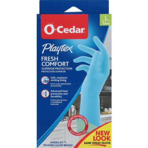 O-Cedar Gloves, Fresh Comfort, Large