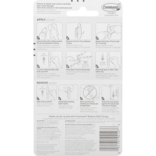 Command Wire Hook, White, Large, Hook, Strips/Pack