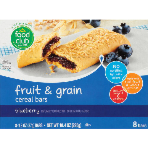 Food Club Cereal Bars, Fruit & Grain, Blueberry