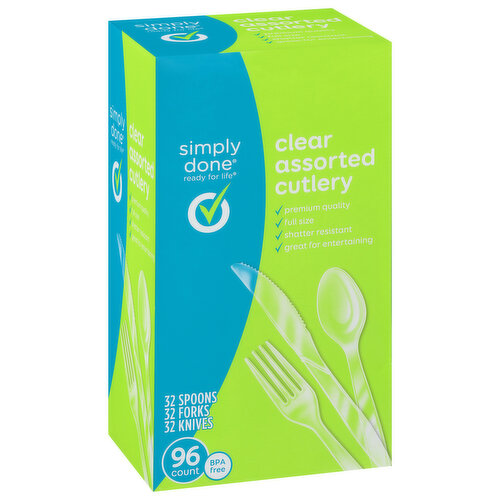 Simply Done Cutlery, Assorted, Clear