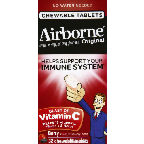 Airborne Immune Support Supplement, Original, Chewable Tablets, Berry