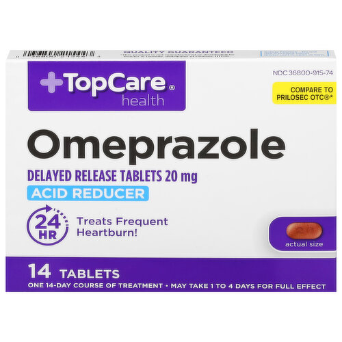 TopCare Omeprazole, 20 mg, Delayed Release, Tablets