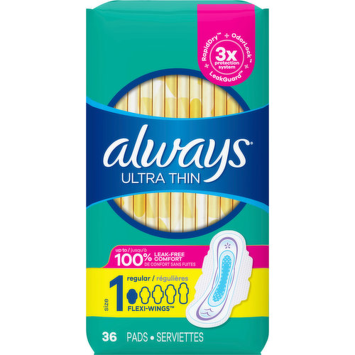 Always Pads, Flexi-Wings, Regular, Size 1