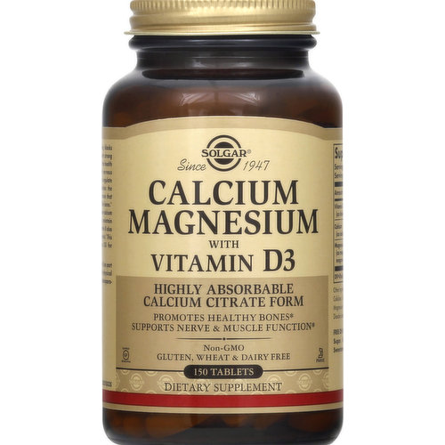 Solgar Calcium Magnesium, with Vitamin D3, Tablets