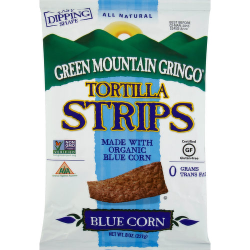 Green Mountain Gringo Tortilla Strips, Blue Corn