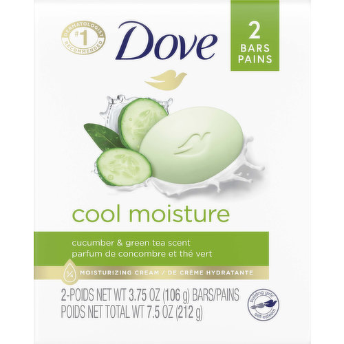 Dove go fresh Cucumber and Green Tea Beauty Bar combines the refreshing scent of cucumber and green tea with Dove’s gentle cleansers and ¼ moisturizing cream. Dove Beauty Bar is proven to be more gentle and mild on skin than ordinary bar soap. It can be used as a hand soap and as a mild facial cleanser, so if you’re also after a fresh face and refreshed hands throughout the day, why not try adding Dove Beauty Bar go fresh Cucumber and Green Tea to your skin care routine? It's not a bar of soap, it's a beauty bar. Light, hydrating feel and refreshing formula that effectively nourishes skin. A refreshing shower can be just what you need to start the day off right. Dove’s go fresh range blends nourishing ingredients and light, fresh scents in a formula that’s gentle on your skin whether it is used as a bar of soap, facial cleanser, body wash or hand soap. Dove go fresh beauty bars give you a feeling of hydrating freshness that leaves you and your skin feeling blissfully revived unlike when using harsh bar soap. For best results: Your hands are one of the driest parts of your body so give them a boost and lather your Dove beauty bar between wet hands. Once you’ve covered your body with the rich lather, making sure to avoid contact with your eyes, rinse away thoroughly. At Dove, our vision is of a world where beauty is a source of confidence, and not anxiety. So, we are on a mission to help the next generation of women develop a positive relationship with the way they look - helping them raise their self-esteem and realize their full potential