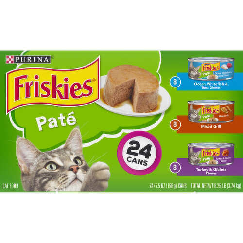 Friskies Pate Wet Cat Food Variety Pack, Ocean Whitefish, Grilled & Turkey