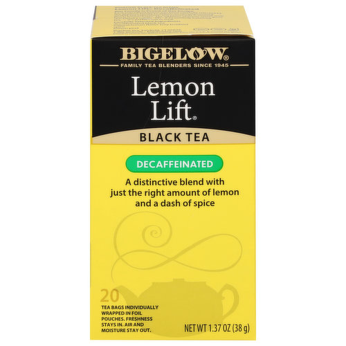 Bigelow Black Tea, Decaffeinated, Lemon Lift, Tea Bags