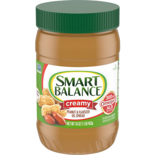 Want a peanut butter and oil blend that's bursting with flavor? Look no further than Smart Balance Creamy Peanut Butter and Oil Blend. Made with the rich flavor of roasted peanuts and the benefits of omega-3, this smooth and creamy peanut butter is great for toast, sandwiches, baking and more. It is also non-GMO Project Verified. Smart Balance: Spread the Goodness Everywhere.