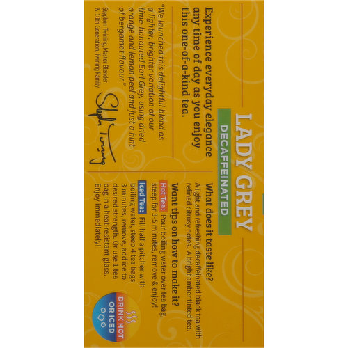 Twinings of London Decaffeinated Lady Grey Black Tea Bags, 20 count, 1.41 oz