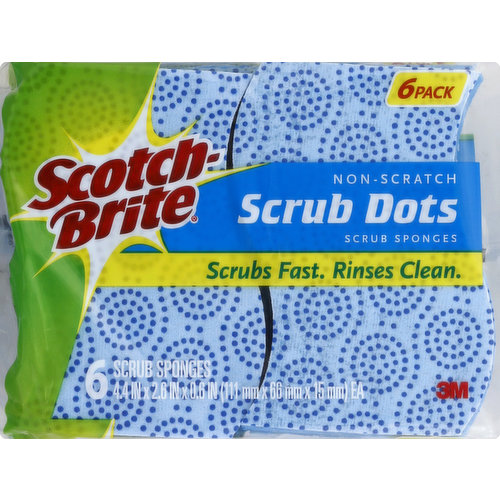 Scotch Brite Sponges, Scrub Dots, Non-Scratch, 6 Pack