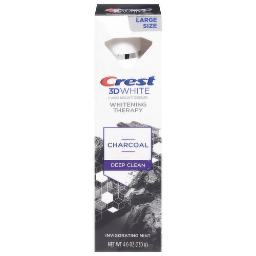 Crest Toothpaste, Anticavity, Fluoride, Invigorating Mint, Charcoal, Deep Clean, Whitening Therapy, Large Size
