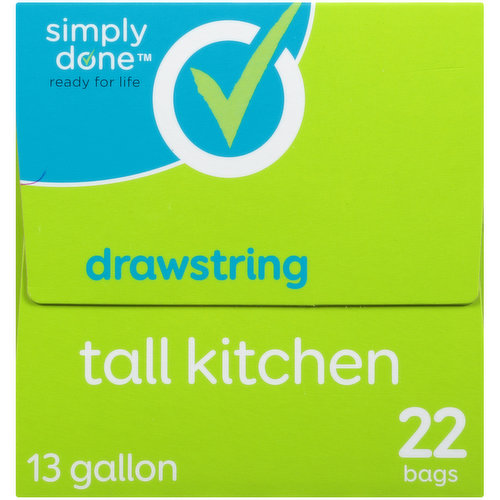 Simply Done - Simply Done, Drawstring Tall Kitchen Bags, Clear (13 gal), Grocery Pickup & Delivery