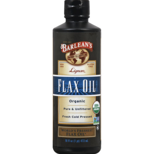 Barleans Flax Oil, Organic, Lignan