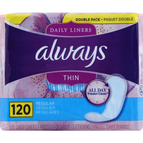 Always Daily Liners, Thin, Regular, Double Pack