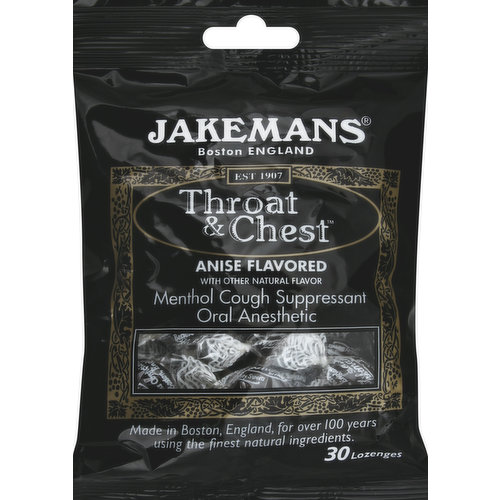 Jakemans Throat & Chest, Lozenges, Anise Flavored