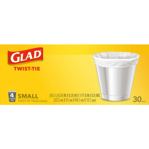 Glad Small Trash Bags 4 Gallon Twist Tie Value Pack - White - 60ct