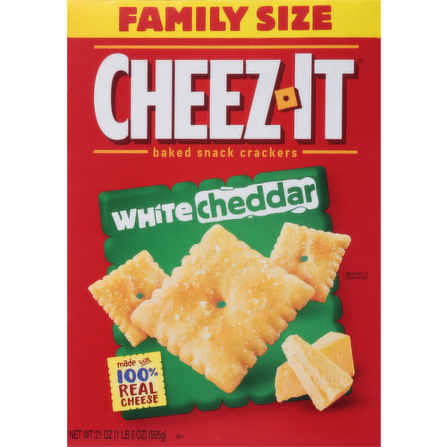 Cheez-It Baked Snack Crackers, White Cheddar, Family Size