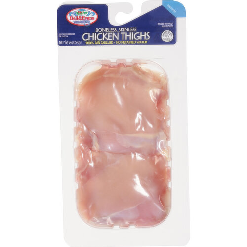 Bell & Evans Chicken Thighs, Boneless, Skinless, 100% Air Chilled