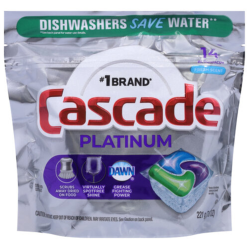 Cascade Dishwasher Detergent, Fresh Scent, Actionpacs