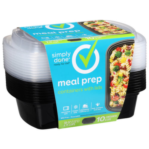 Meal Prep Microwavable Food Containers With Lids 38 Oz. 