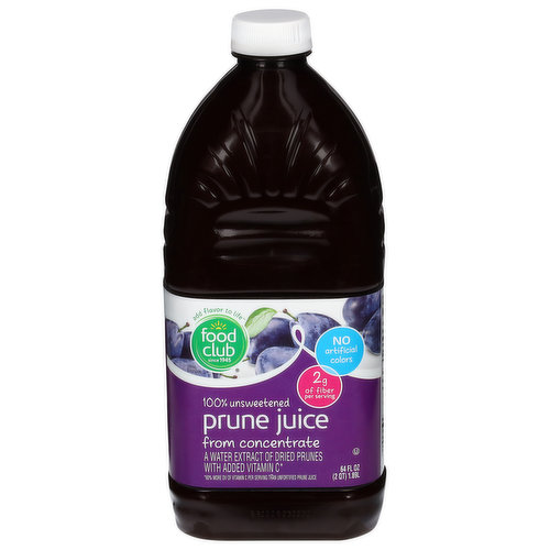 Food Club Juice, from Concentrate, 100% Unsweetened, Prune