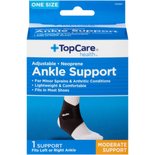 TopCare Adjustable Neoprene Moderate Ankle Support, One Size