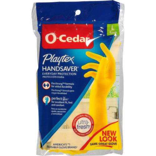 O-Cedar Gloves,  Handsaver, Large