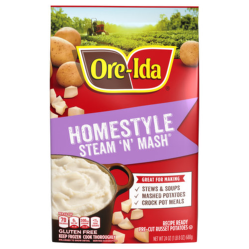 Ore-Ida Pre-Cut Russet Potatoes, Homestyle Steam 'N' Mash