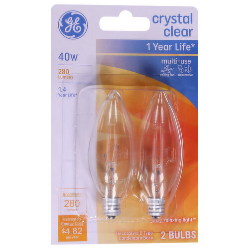 GE Light Bulbs, Crystal Clear, 40 Watt