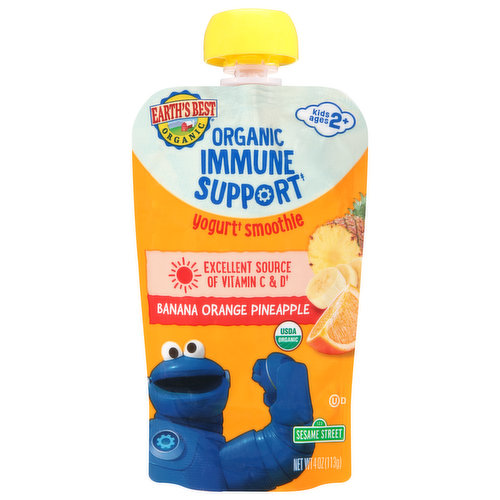 Earth's Best Yogurt Smoothie, Immune Support, Banana Orange Pineapple, Kids Ages 2+