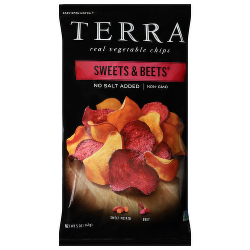 Terra Vegetable Chips, Real, No Salt Added, Sweets & Beets